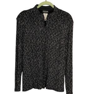 ONYX Nite Open Front Cardigan and Shell Black with Silver Sparkle Size Medium